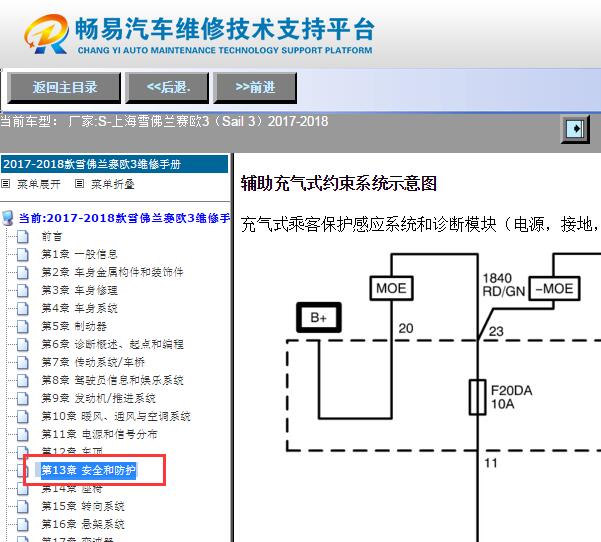2017-2018年雪佛兰赛欧3 气囊电路图