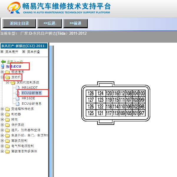 2011-2012年日产骐达发动机针脚图