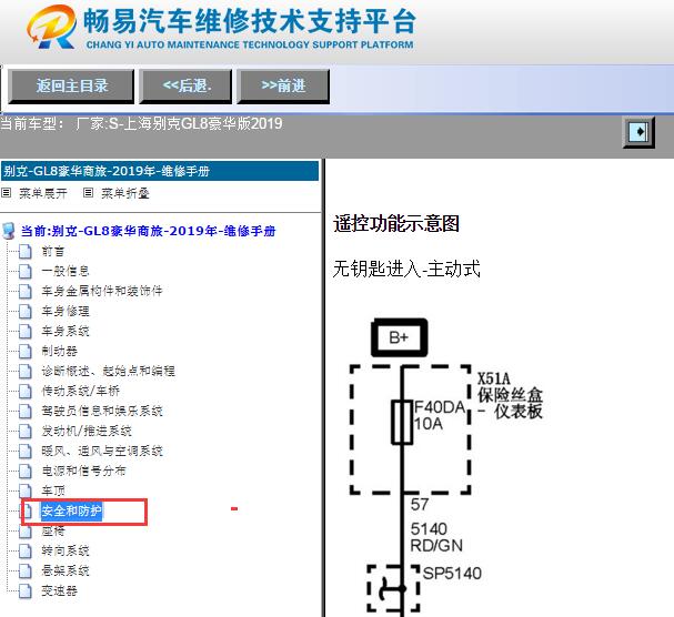 2019年别克GL8 无钥匙进入电路图