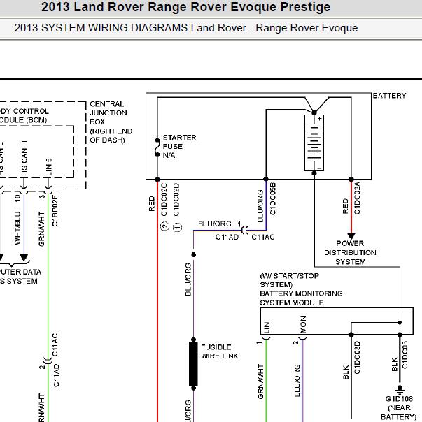 2013年路虎揽胜极光电池电路图