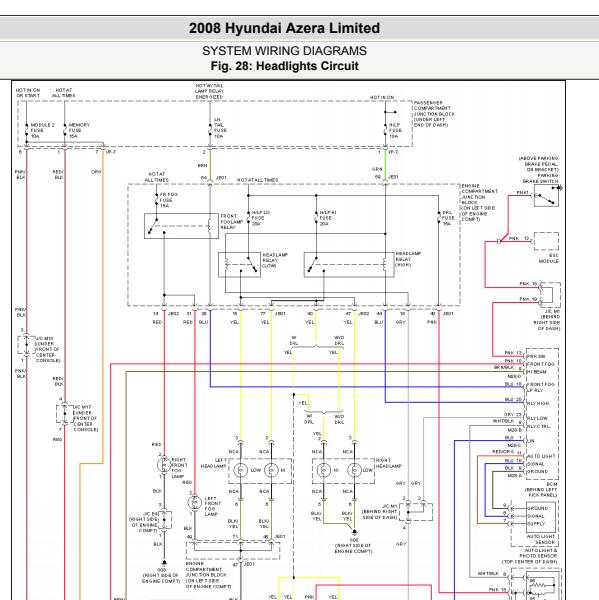 2008年现代雅尊大灯电路图