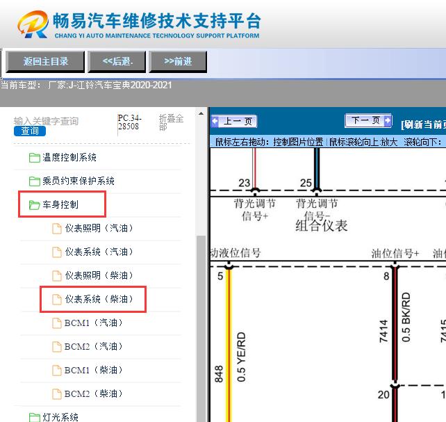 2020-2021年江铃宝典  仪表电路图