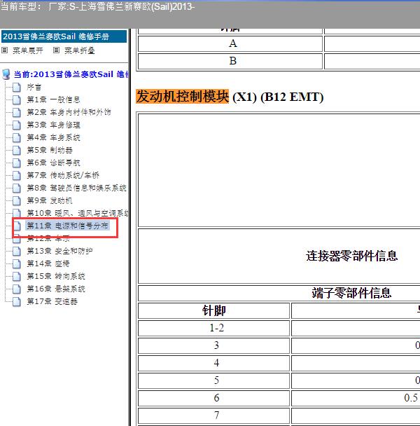 2013年雪佛兰赛欧1.2发动机针脚.