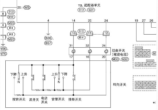 2009年日产轩逸多功能方向盘电路图