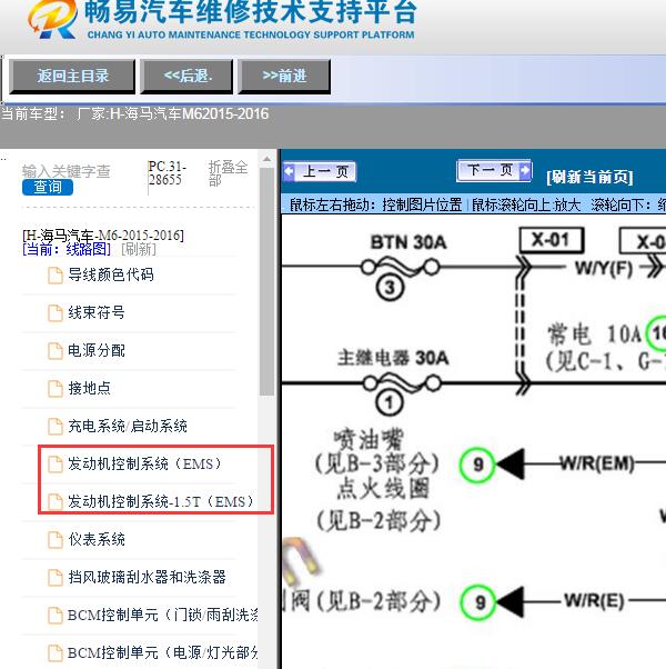 2015-2016年海马汽车-M6发动机电路图