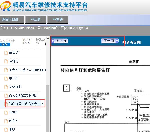 2000-2003年三菱帕杰罗转向灯电路图