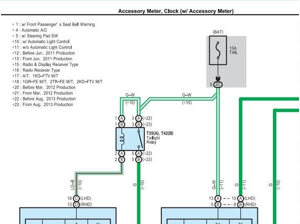 2019年丰田穿越者时钟电路图