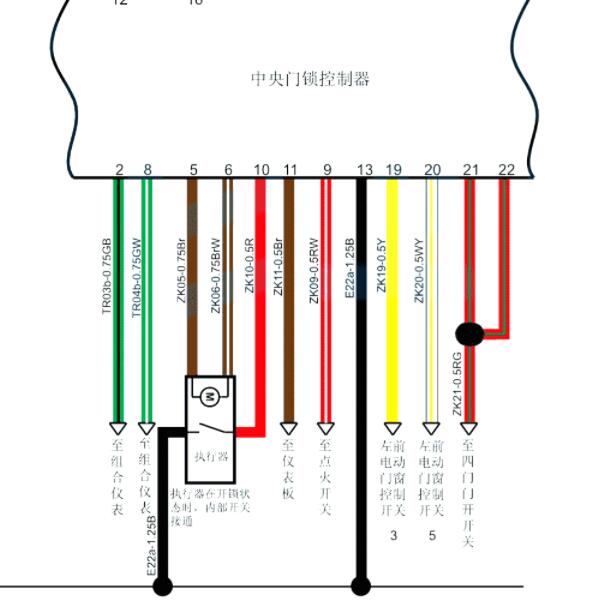骐铃T5中控锁电路图.
