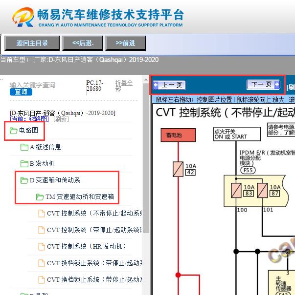 2019-2020年日产逍客  变速箱电路图