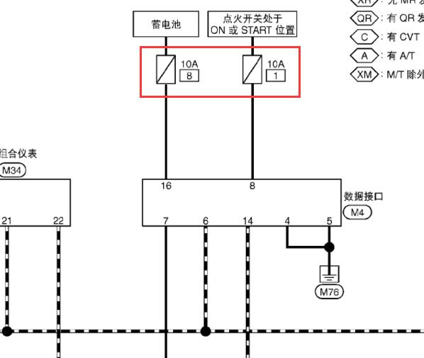 2008年日产奇骏OBD保险丝电路图