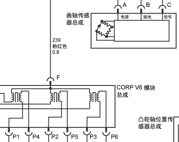 2008年别克GL8曲轴位置传感器线路和位置
