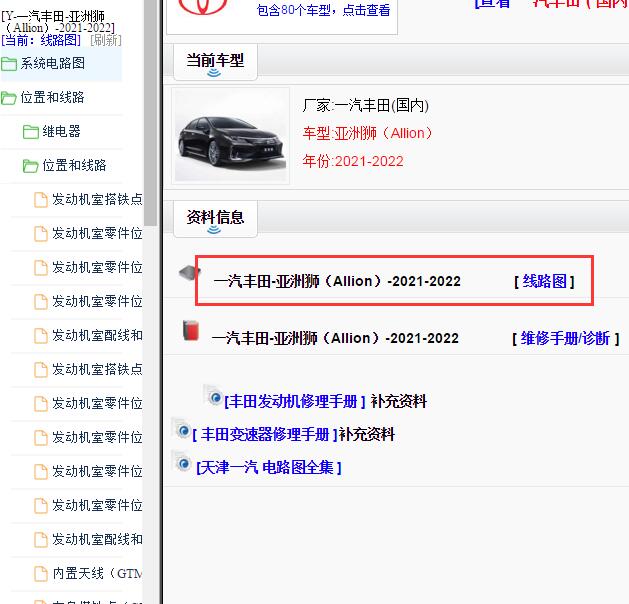 2022年丰田亚洲狮电路图与位置