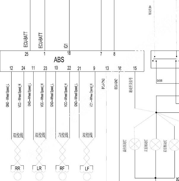 2021年江淮瑞风M4  ABS电路图
