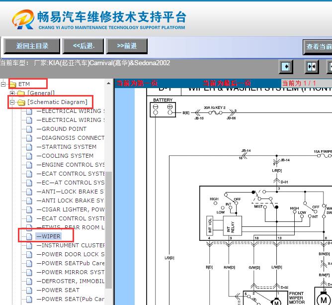 2002年起亚嘉华雨刮电路图