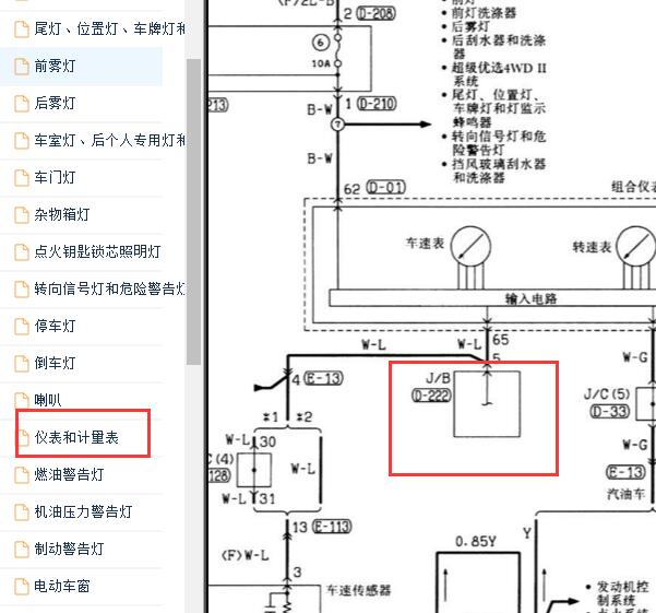 2003年三菱帕杰罗仪表电路图