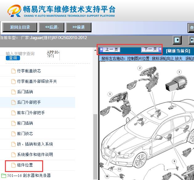 2010-2012年捷豹XF无钥匙系统部件位置
