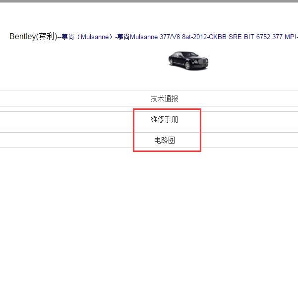 2012年宾利慕尚电路图及维修手册