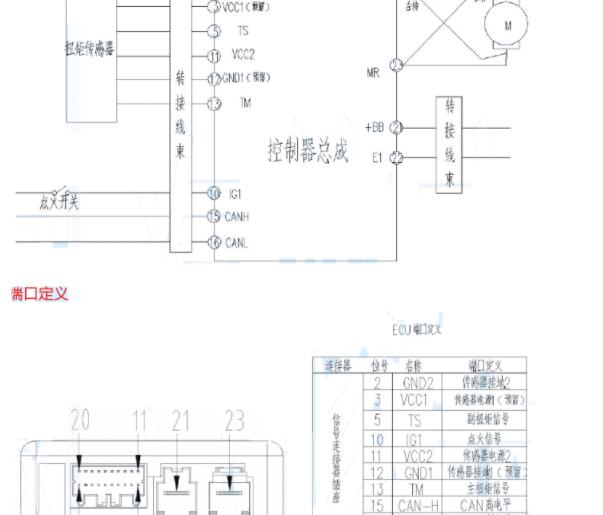 2016-2018年北汽威旺M20转向助力电路图和针脚