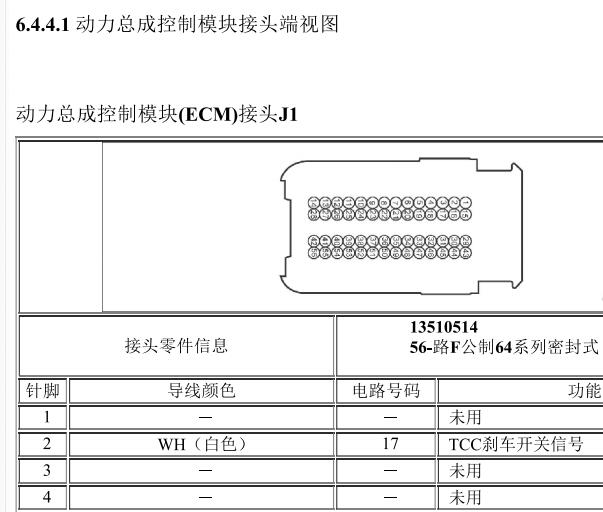 2008年别克GL8发动机针脚资料