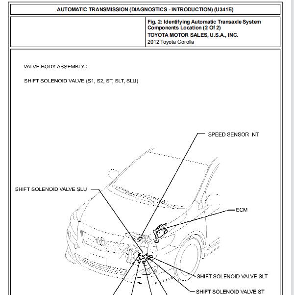 2012年丰田花冠变速箱车速传感器位置