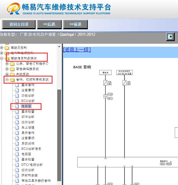 2011-2012年日产逍客音响电路图