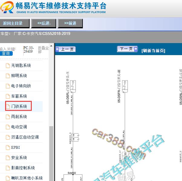 2018-2019年长安CS55门锁和防盗相关电路图