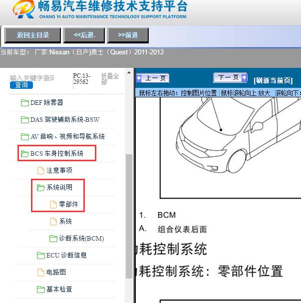 2011-2012年Nissan（日产)-贵士（Quest）BCM安装位置
