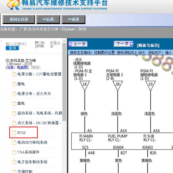 2019年东风本田-艾力绅（Elysion）发动机控制电路图
