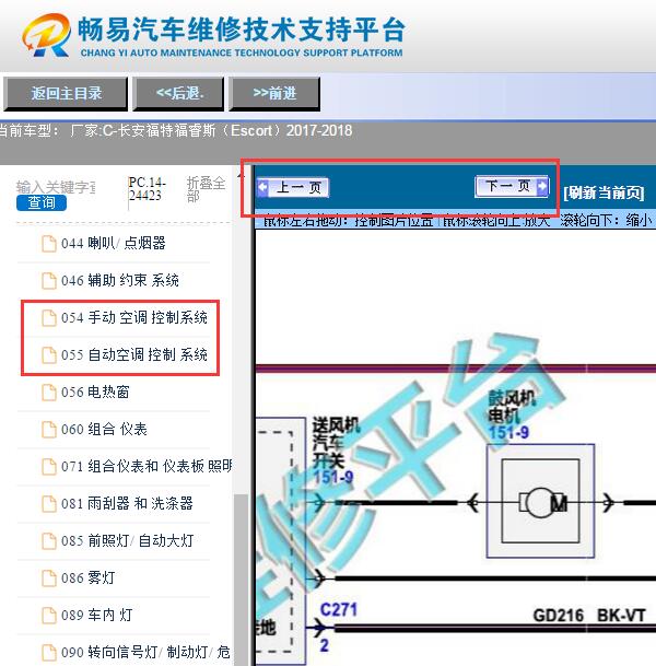 2017年福特福睿斯  空调电路图