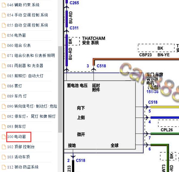 2018年福特野马玻璃升降电路图