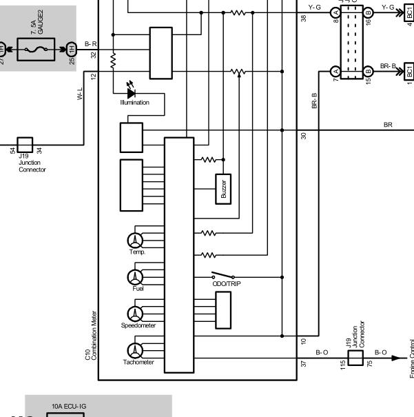2005年丰田大霸王 仪表车速表电路图