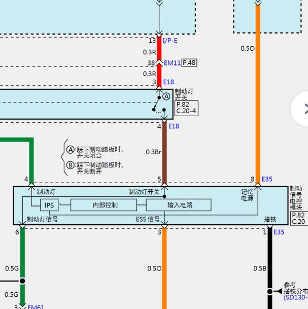 2017年现代名图 制动灯电路图