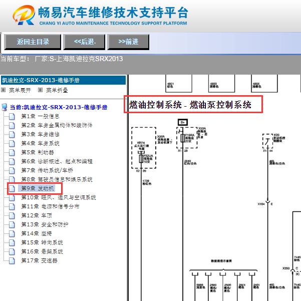 2013年凯迪拉克SRX  发动机燃油泵电路图