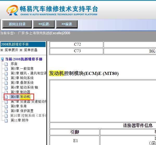 2008年别克凯越发动机电脑针脚