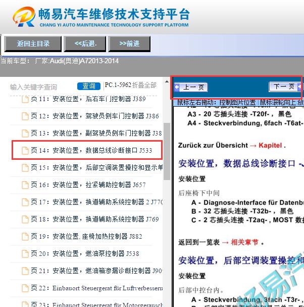 2013年奥迪A7  光纤位置