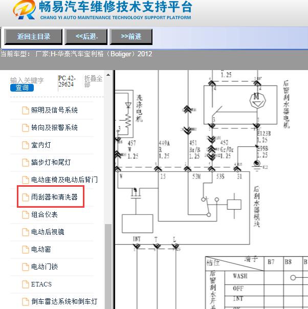 2012年华泰汽车-宝利格（Boliger）后雨刮器电路图