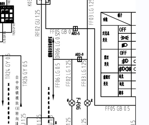 长安新豹T3灯光电路图