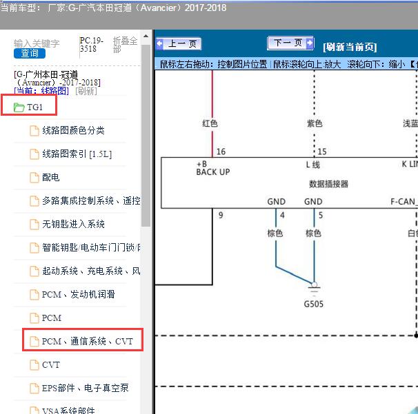 2018年本田冠道OBD电路图