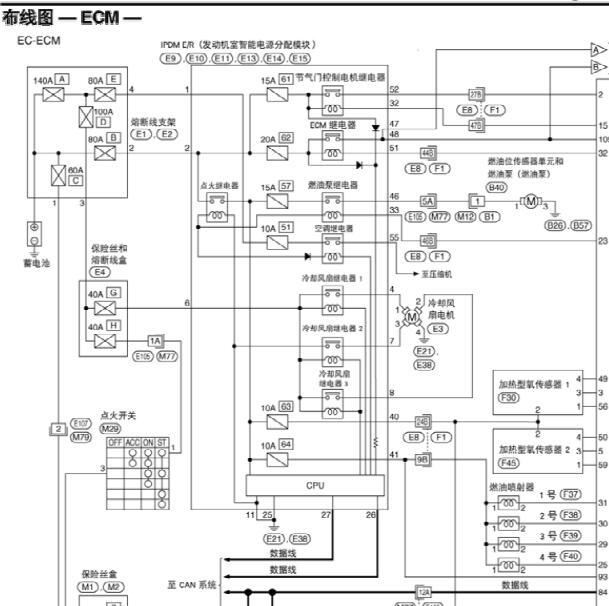 2013年日产骐达发动机电路图与针脚