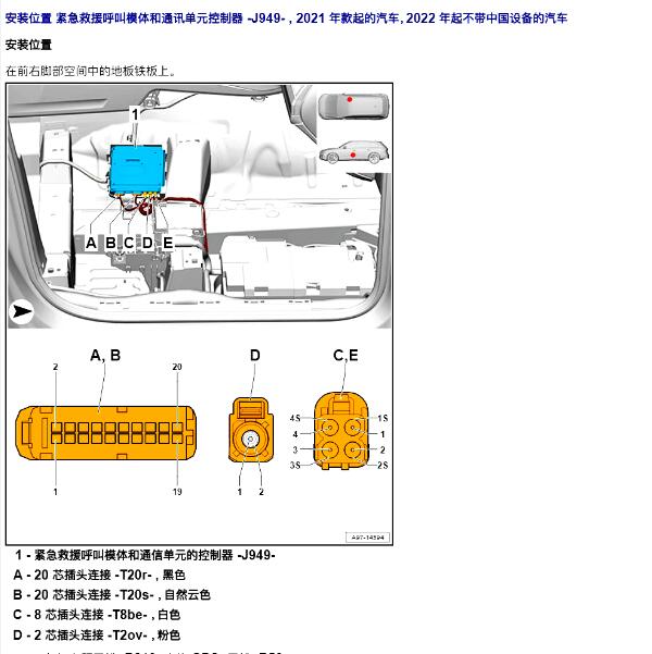 2021年奥迪Q7  J949位置