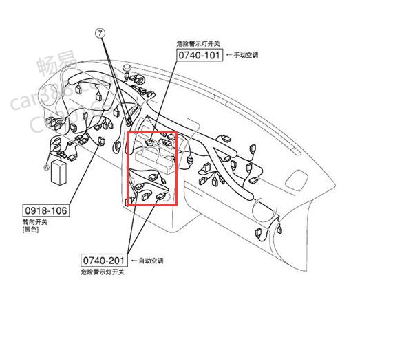 2005-2008年马自达6双闪开关位置
