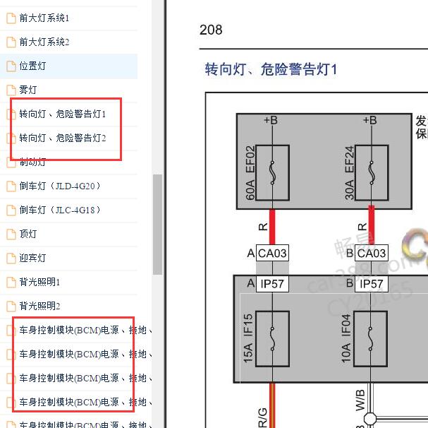 2013-2014年吉利全球鹰GX7 转向灯电路图.
