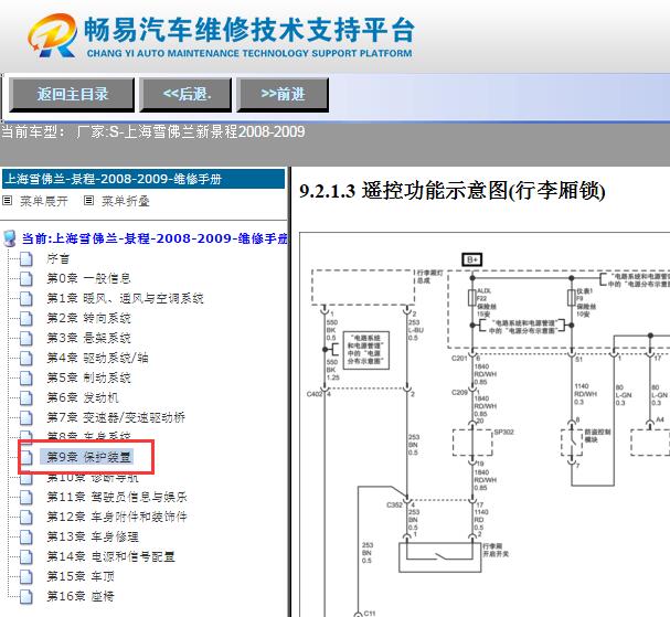 2008-2009年雪佛兰景程行李箱锁电路图