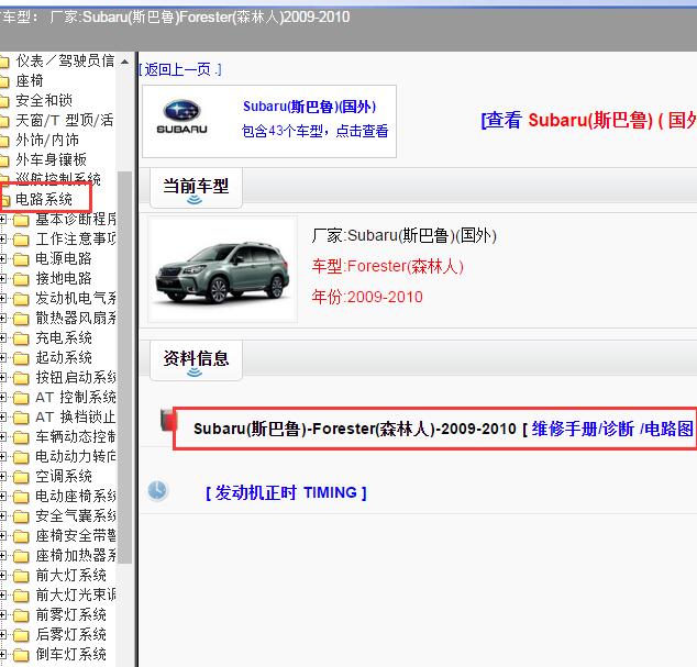 2009-2010年斯巴鲁森林人全车电路图