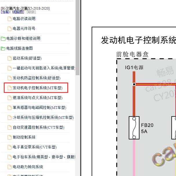 2018-2020年汉腾X5 TLE4G15D发动机电路图
