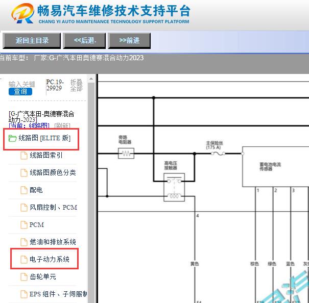 2023年本田奥德赛混动高压与蓄电池电路图