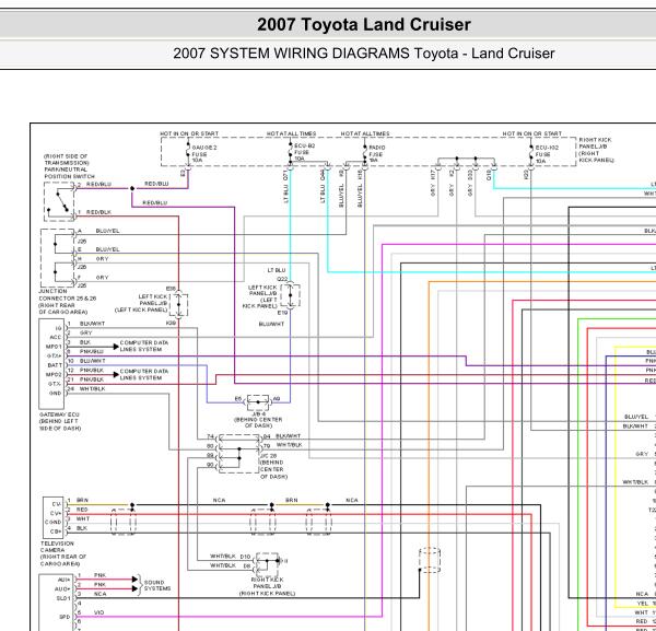 2007年丰田陆地巡洋舰倒车影像电路图