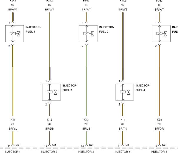2010年道奇酷威发动机喷油嘴电路图