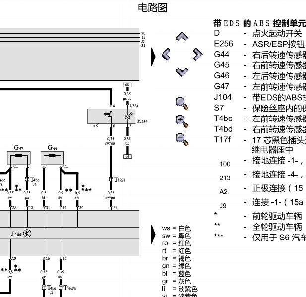 2004年奥迪A6 ABS电路图