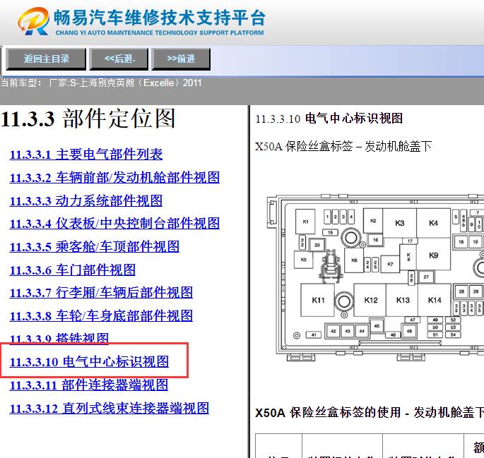 2011年别克英朗保险丝资料